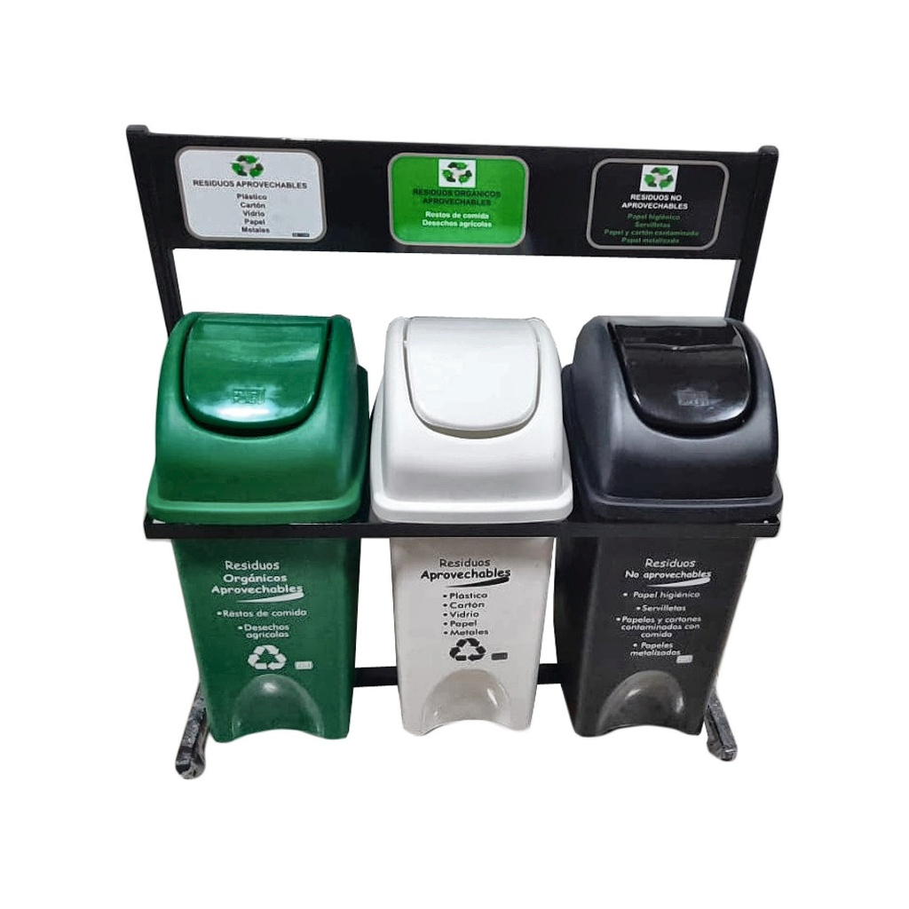 PUNTO ECOLOGICO 3 PUESTOS 35 LT PAPEL CART - ORDIN - PLAST 4-1008431_EMP1