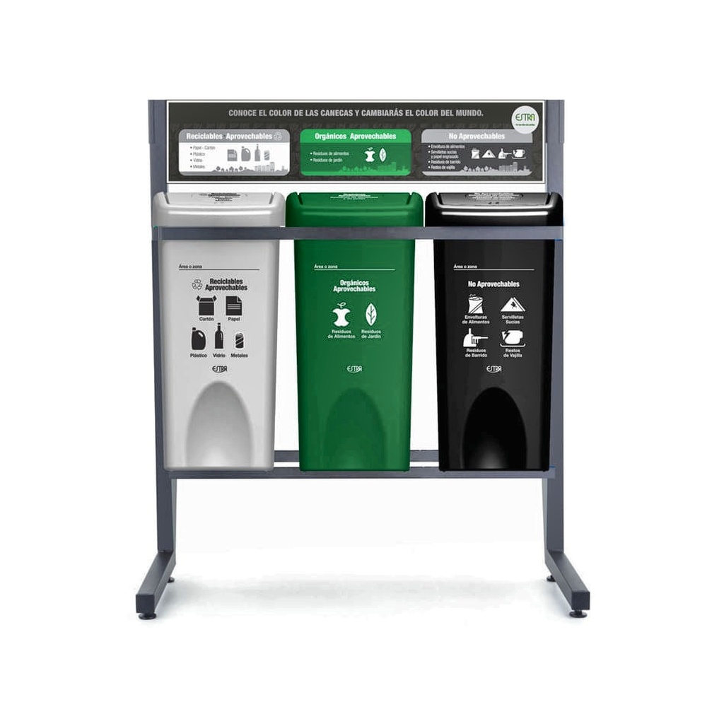 PUNTO ECOLOGICO 3 PTOS RECICLABLE-ORGANICO APROVECHABLE/NO APROVECHABLE 35 LT 4-1042752_EMP 1