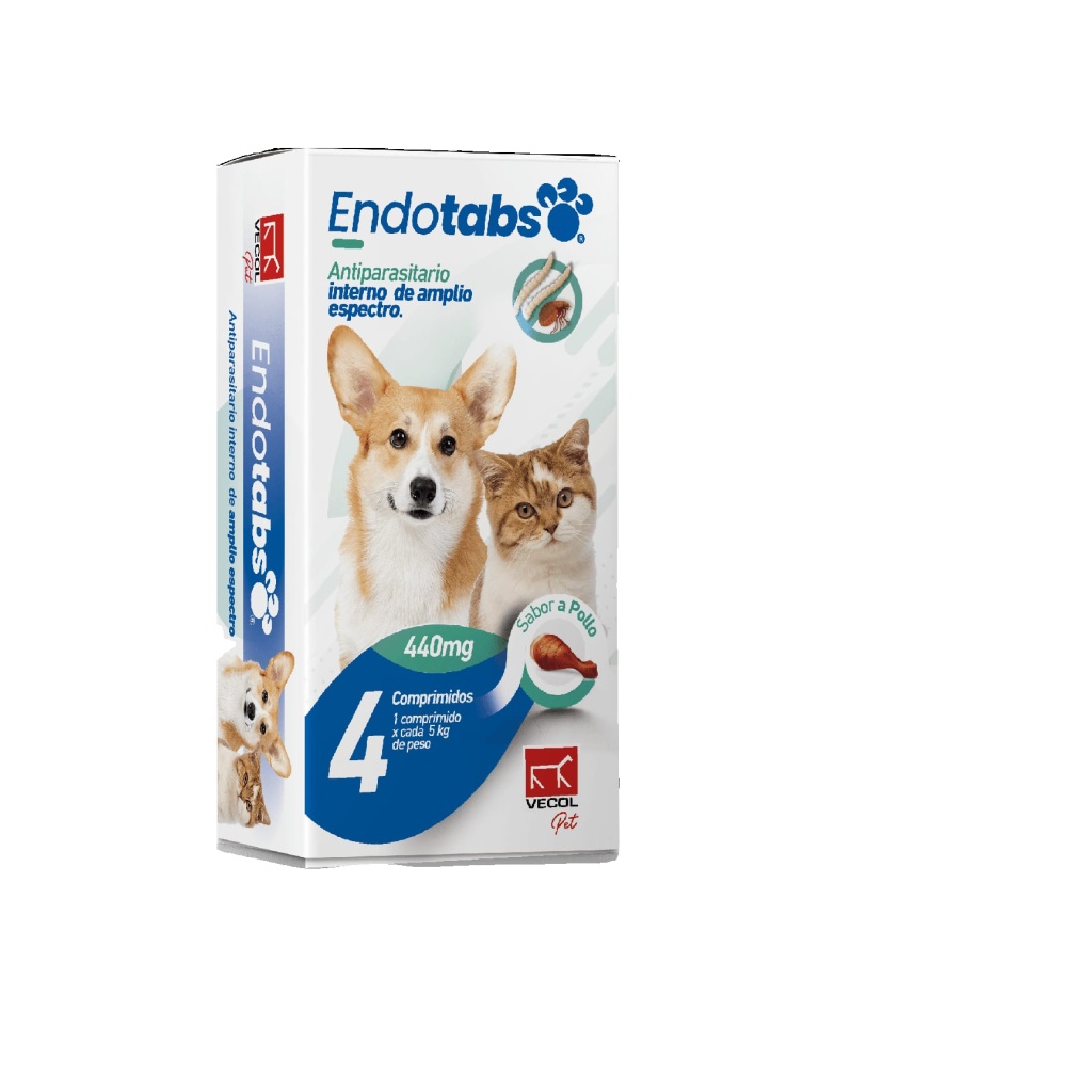 ENDOTABS PEQUEÑOS ANTIPARASITARIO 440 MG 7010037 DISP x 4 CAP