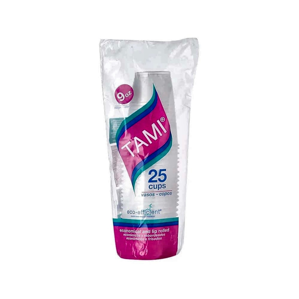 VASOS 9 OZ BCO DOMINGO RLL X 25UND