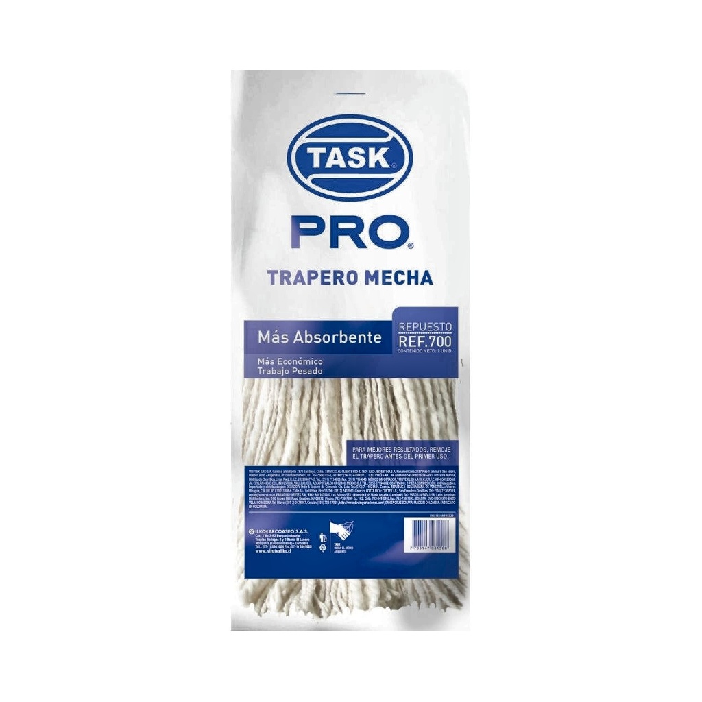 REPUESTO TASK PRO TRAPERO MECHA ALGODON BLANCO REF.700 RF_1003158