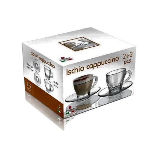 ISCHIA CHAPPUCCINO 180 CC ESTUHE X 4PZ ( 2 PLATOS + POCILLOS) CJ X 8 UND