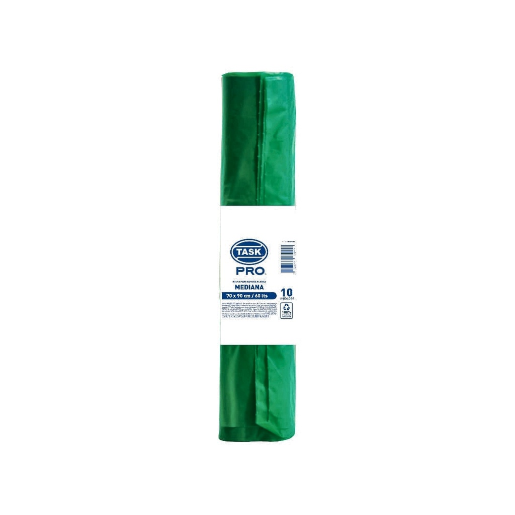 BOLSA DE BASURA VERDE TASK PRO ROLLO 70 X 90 CMS X 10 UNDS RF_1017045