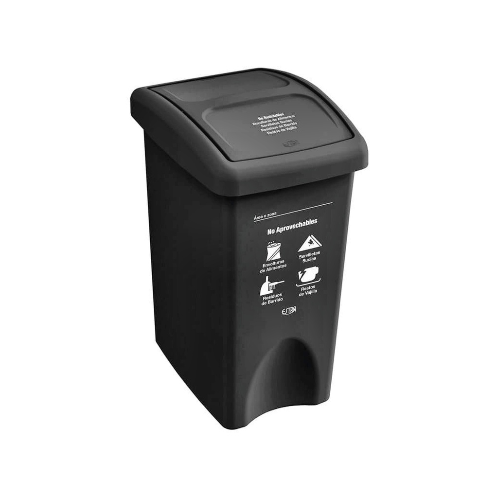 PAPELERA VAIVEN PLANA NEGRO- NO APROVECHABLE 35L EMP 4 4-1042516_EMP 4