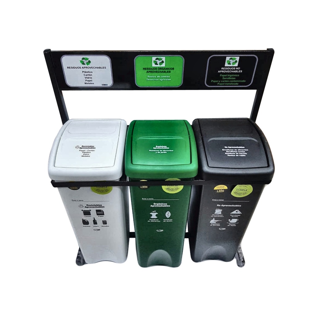 PUNTO ECOLOGICO 3 PTOS RECICLABLE-ORGANICO APROVECHABLE/NO APROVECHABLE 53 LT 4-1042753_EMP 1