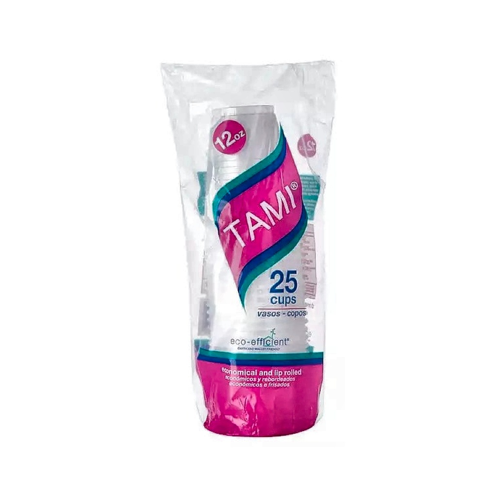 VASOS 12 OZ TRANSP TAMI RLL X 25UND