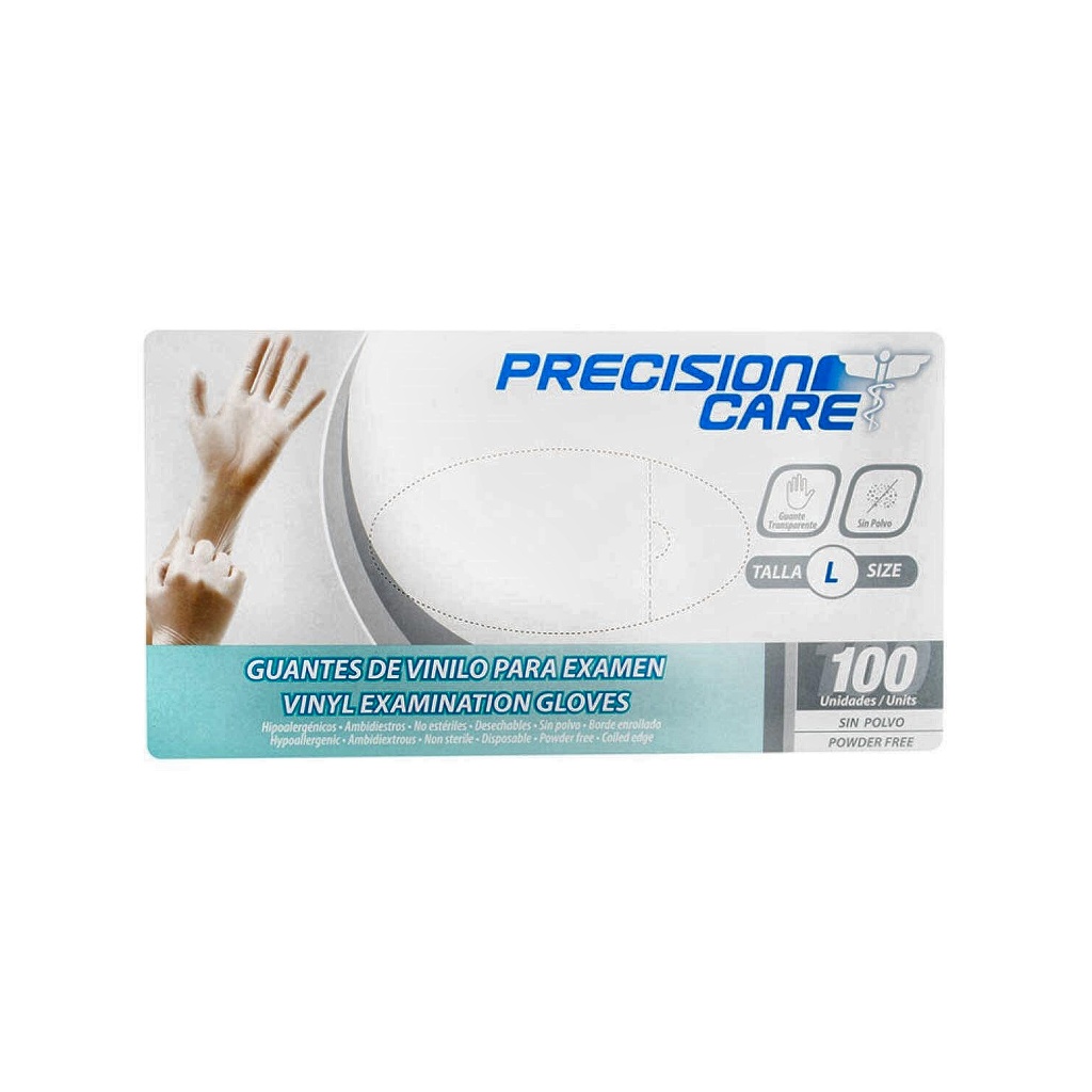 GUANTE PRECISION VINILO TRANS T-L 414100042 DISP x 100 UND