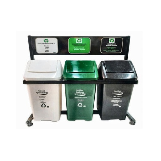 PUNTO ECOLOGICO 20LT BLANCO-VERDE-NEGRO  RF_130458